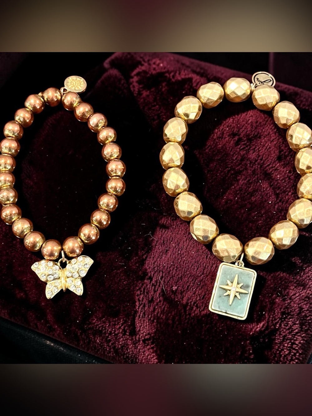 JM Collection Rhinestone Butterfly Bracelet & Star Charm Stretch Bracelet Lot